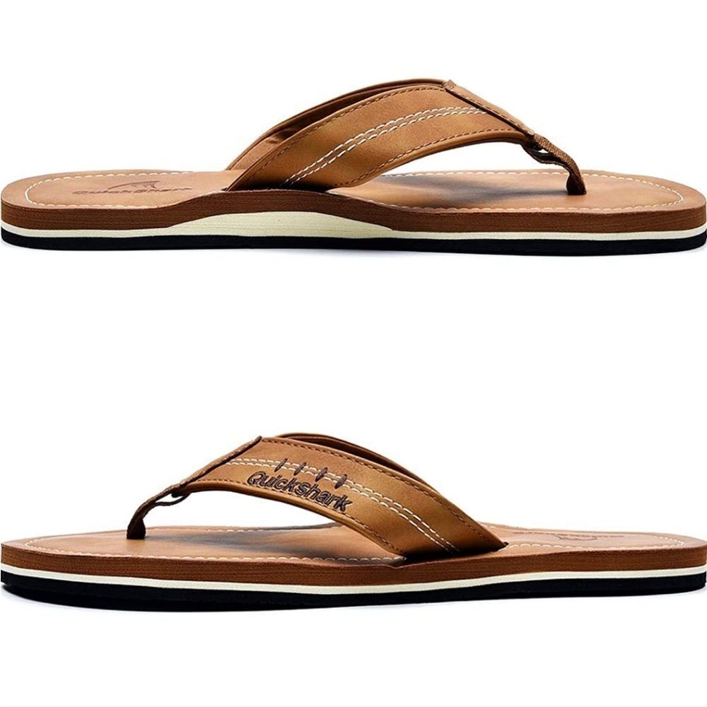 BRAND NEW QUICKSHARK MEN'S FLIP FLOPS LEATHER THONG BEACH SLIPPERS
